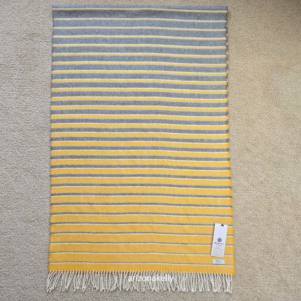 NWT McNutt Lambswool Scarf Donegal Ireland Yellow & Grey - Picture 3 of 14